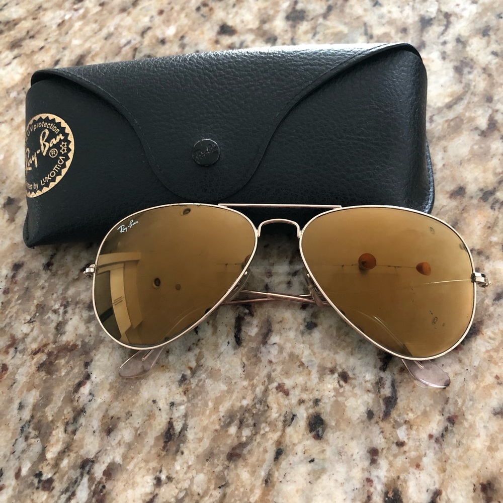 RB 3025 Aviator Large Metal Gold Sunglasses